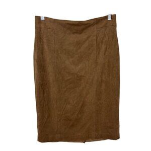 Lila Rose 8 Brown Tan Faux Suede Pencil Skirt Boho Office Career